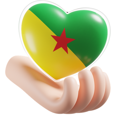 Coeur Soins Des Mains Drapeau De Guyane Française  3D Icon