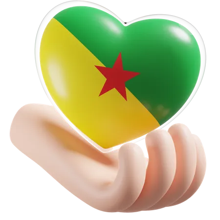 Coeur Soins Des Mains Drapeau De Guyane Française  3D Icon