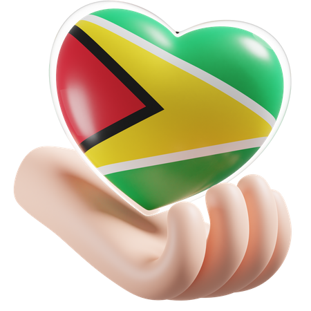 Coeur, Soins Mains, Drapeau, De, Guyane  3D Icon