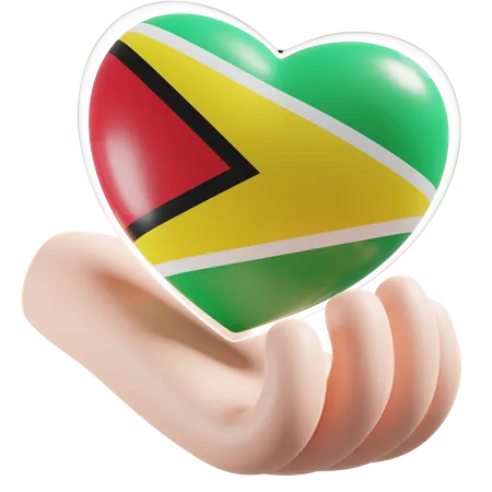 Coeur, Soins Mains, Drapeau, De, Guyane  3D Icon