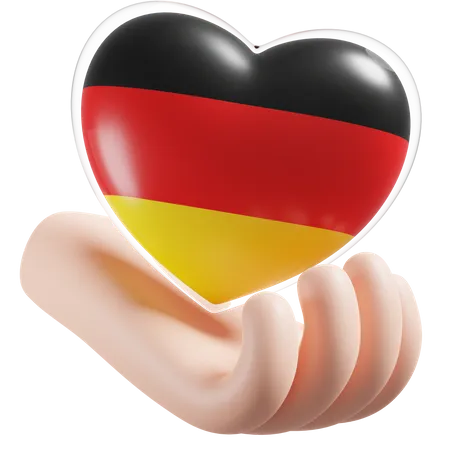 Coeur, Soins Mains, Drapeau, De, Allemagne  3D Icon