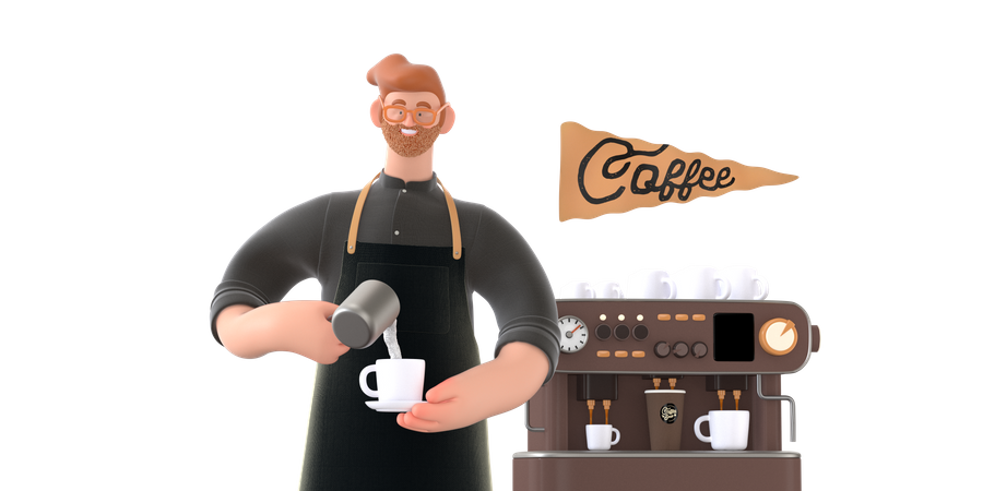 Coffee maker making coffee  3D Illustration