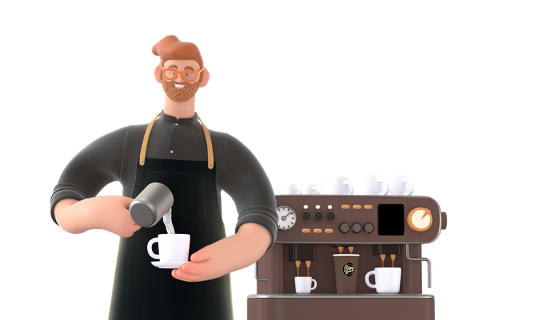 Coffee maker making coffee  3D Illustration