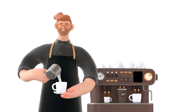 Coffee maker making coffee  3D Illustration