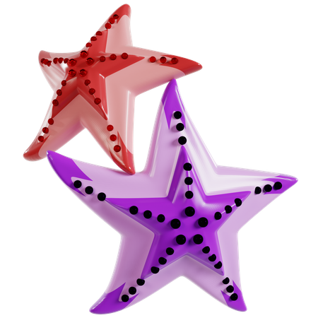 Colorful Starfish Trio  3D Icon