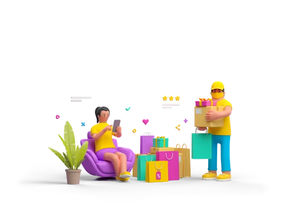 Compras e entrega online  3D Illustration