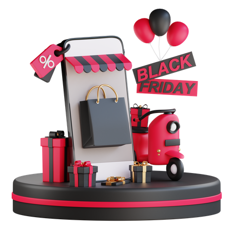 Compras online del viernes negro  3D Illustration