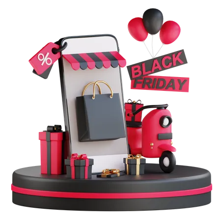 Compras online del viernes negro  3D Illustration