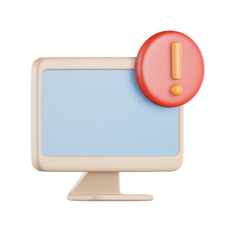 Computer Exclamation Alert  3D Icon