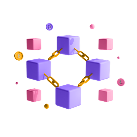 Conexão Crypto Blockchain  3D Illustration