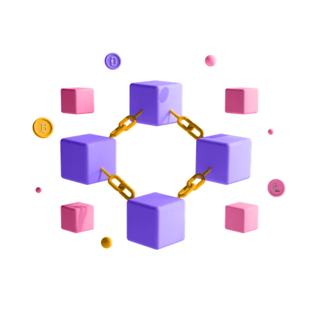 Conexão Crypto Blockchain  3D Illustration