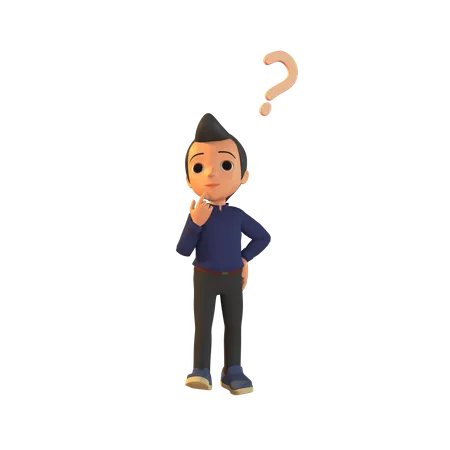 Confused Male  3D Illustration