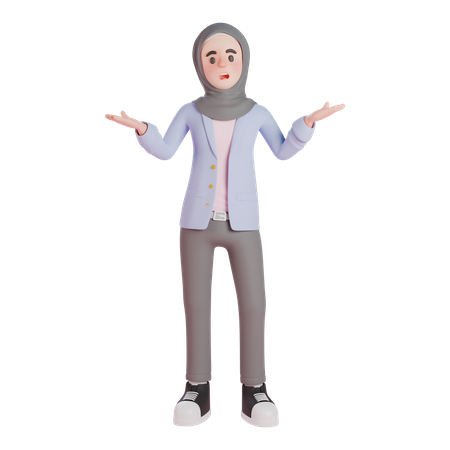 Confused muslim woman  3D Illustration