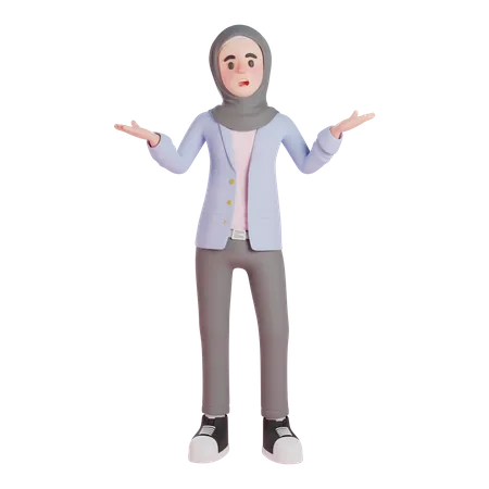 Confused muslim woman  3D Illustration