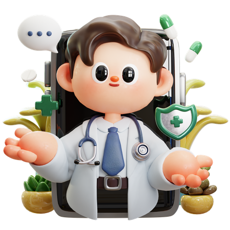 Consulta Médica Online  3D Illustration