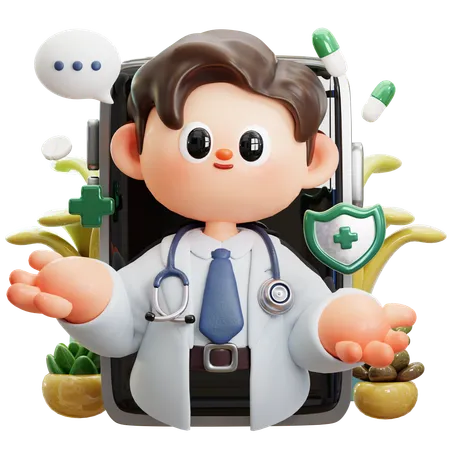 Consulta Médica Online  3D Illustration