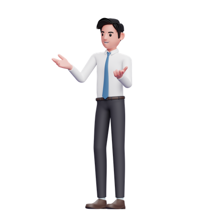 Conversation concept businessman wearing long shirt and blue tie  3D Illustration