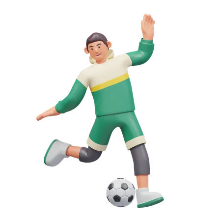 Coup de pied de football  3D Illustration