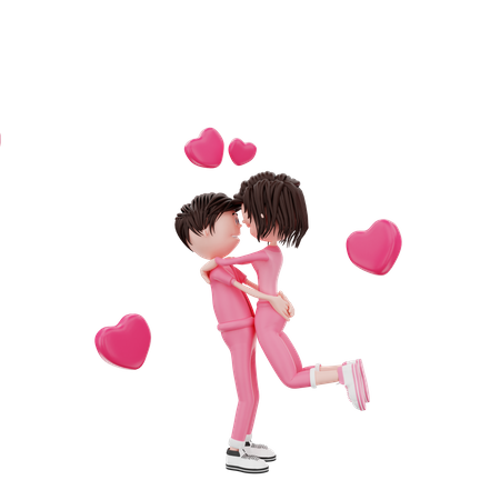 Couple Celebrating valentine  3D Illustration