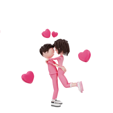 Couple Celebrating valentine  3D Illustration