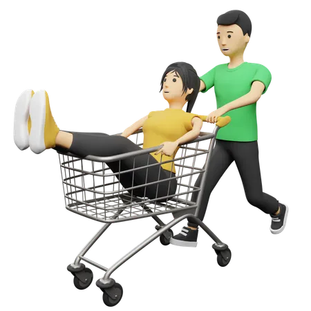 Couple Doing Shopping  3D Illustration