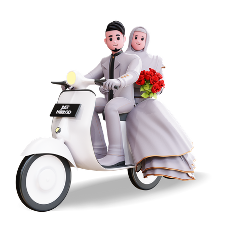 Couple photography pose on bike  3D Illustration