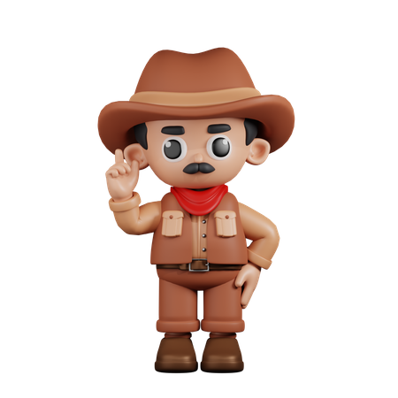 Cowboy apontando para cima  3D Illustration