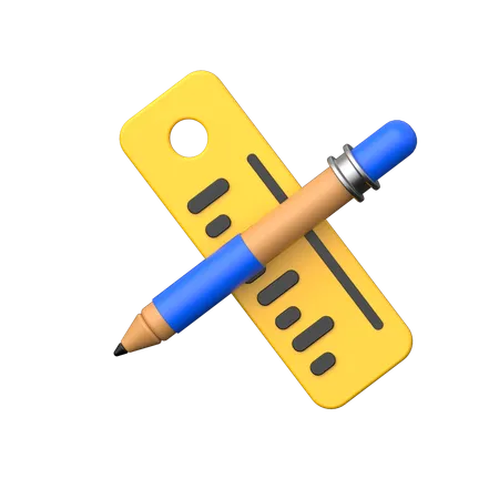 Crayon et règle  3D Icon