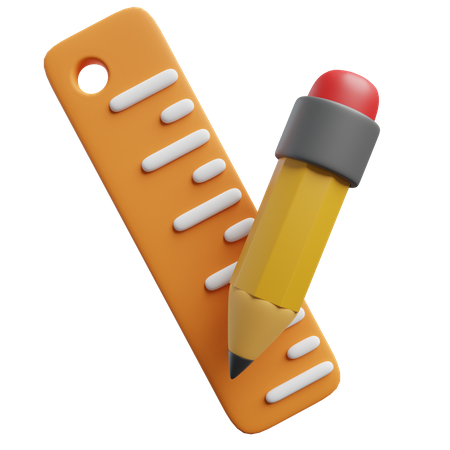 Crayon et règle  3D Icon