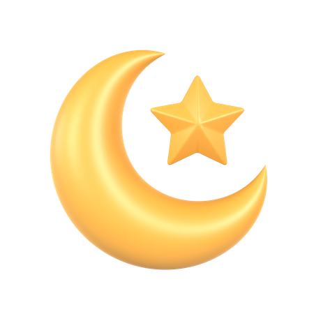 Crescent Moon and Star  3D Icon