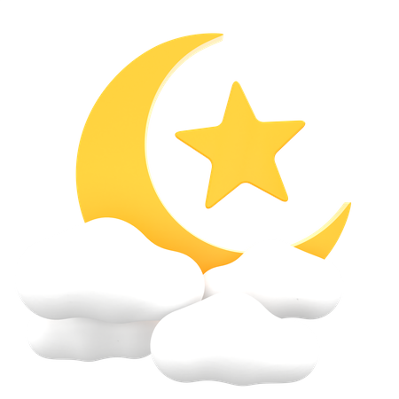 Crescent Moon And Star  3D Icon