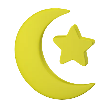 Crescent Moon And Star  3D Icon