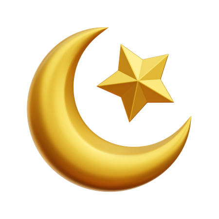 Crescent Moon Star  3D Icon