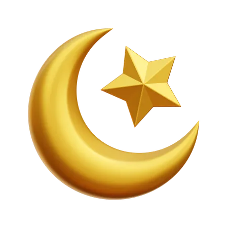 Crescent Moon Star  3D Icon