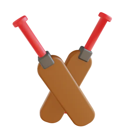 Battes de cricket  3D Illustration