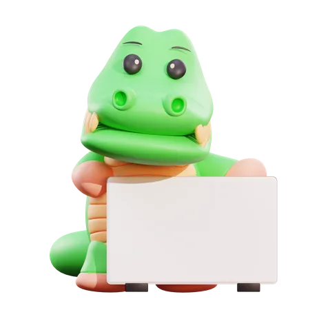 Crocodile Holding Placard  3D Illustration