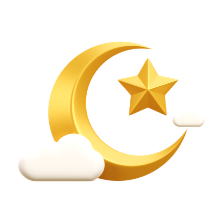 Croissant De Lune Et Étoile  3D Icon