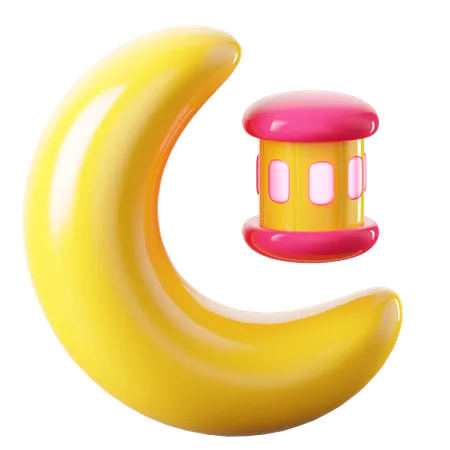 Croissant de lune et lanterne  3D Icon