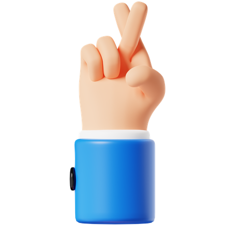 Crossed Finger Hand Gesture  3D Icon