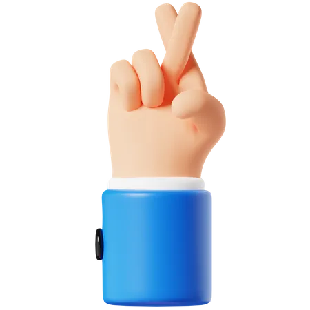 Crossed Finger Hand Gesture  3D Icon