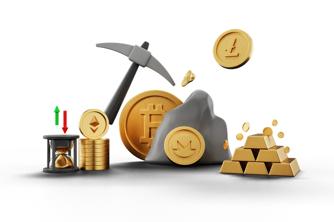 Cryptocurrency  3D Illustration