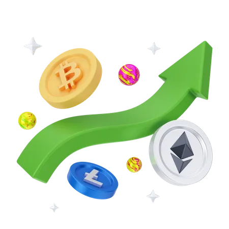 Cryptocurrency Increase  3D Illustration