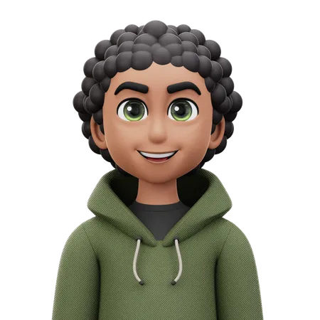 Curly Hair Man  3D Icon