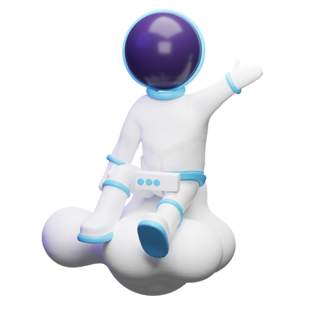 Cute Astronaut In The Cloud  3D Illustration