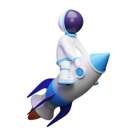 Cute Astronaut With Rocket  3D Illustration