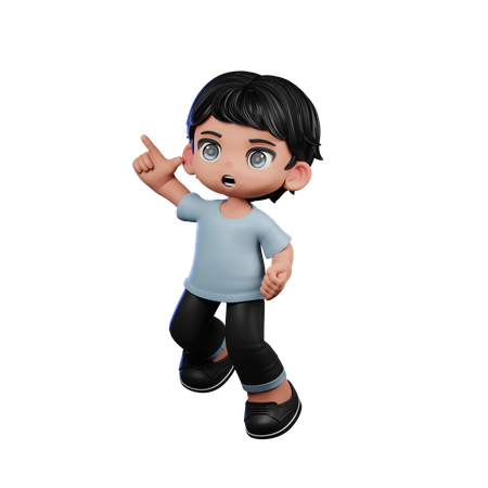 Cute Boy Doing Happy Jumping  3D Illustration