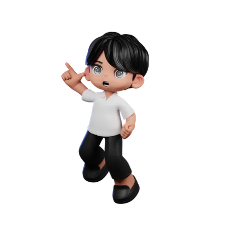 Cute Boy Doing Happy Jumping Pose  3D Illustration