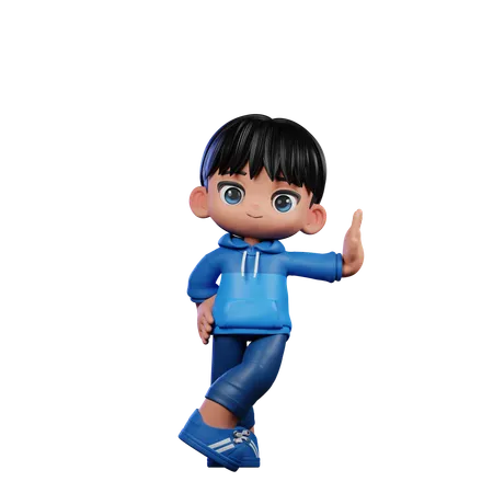 Cute Boy Giving Acting Cool Pose  3D Illustration