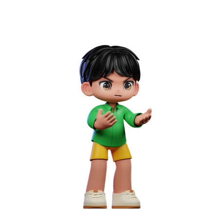 Cute Boy Giving Angry Pose  3D Illustration