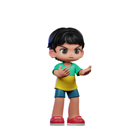 Cute Boy Giving Angry Pose  3D Illustration